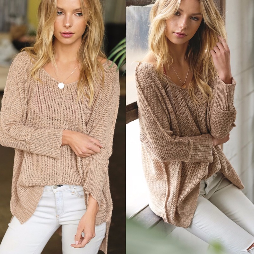 HENSLEY Hi-Low Knit Sweater - Picture 1 of 4